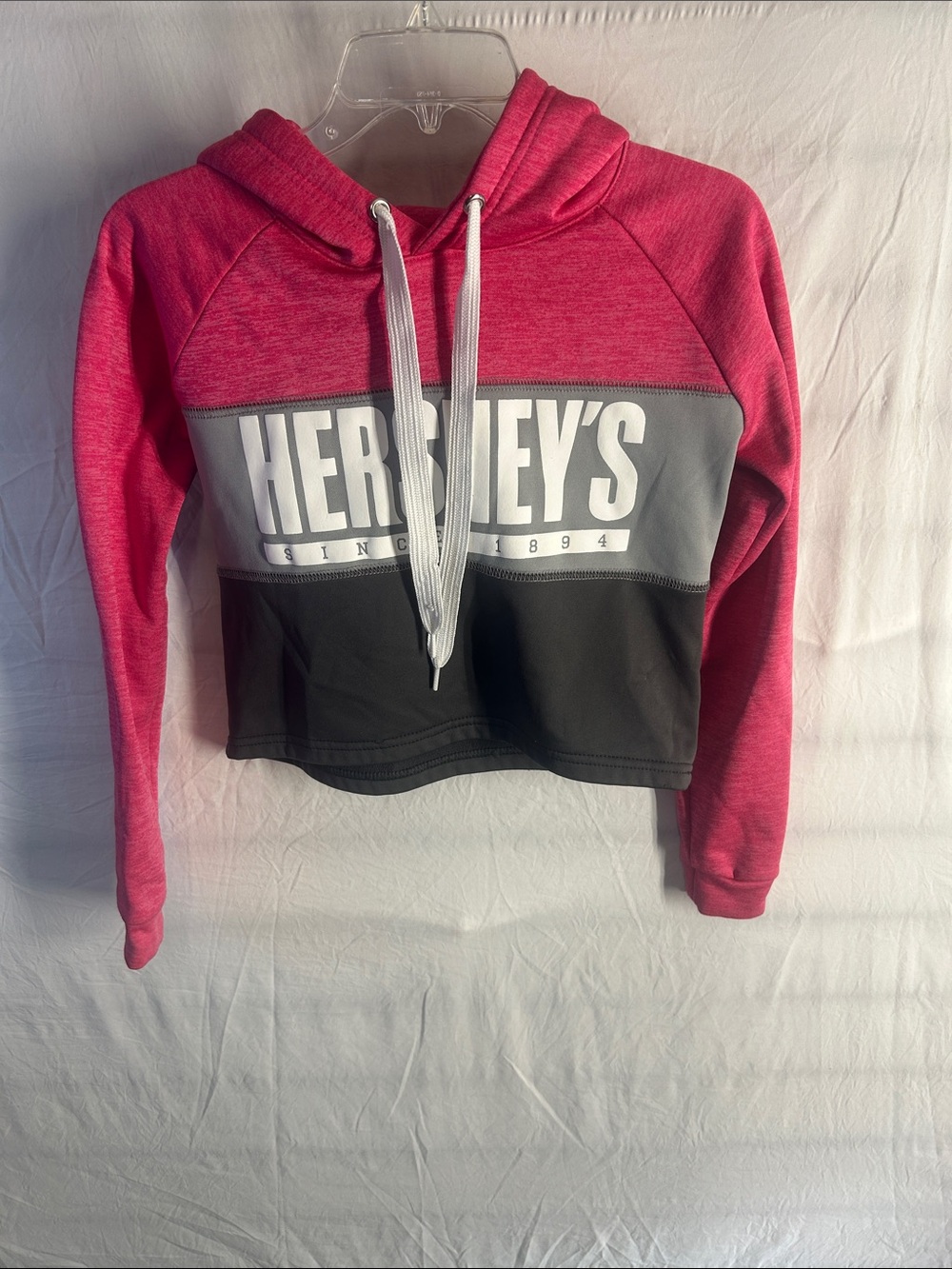 Pink Colorblock Cropped Hoodie